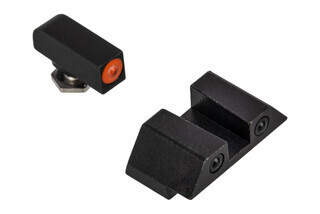 Night Fision Glow Dome night sight set for .45 or 10mm Glock handguns with square notch and orange front sight.